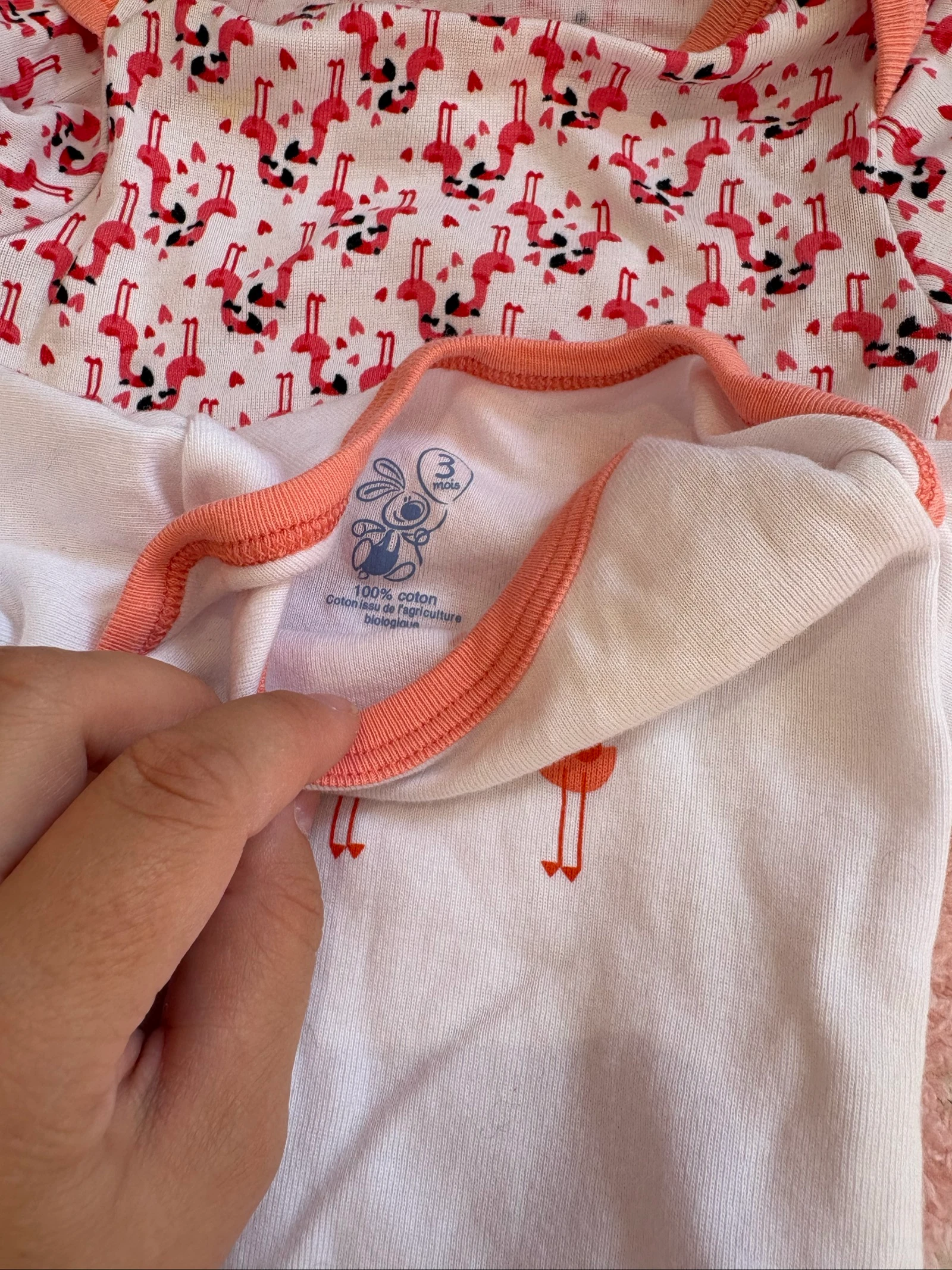 Lot of 4 Orchestra baby girl bodysuits 3 months – Coral & flamingos – photo 4